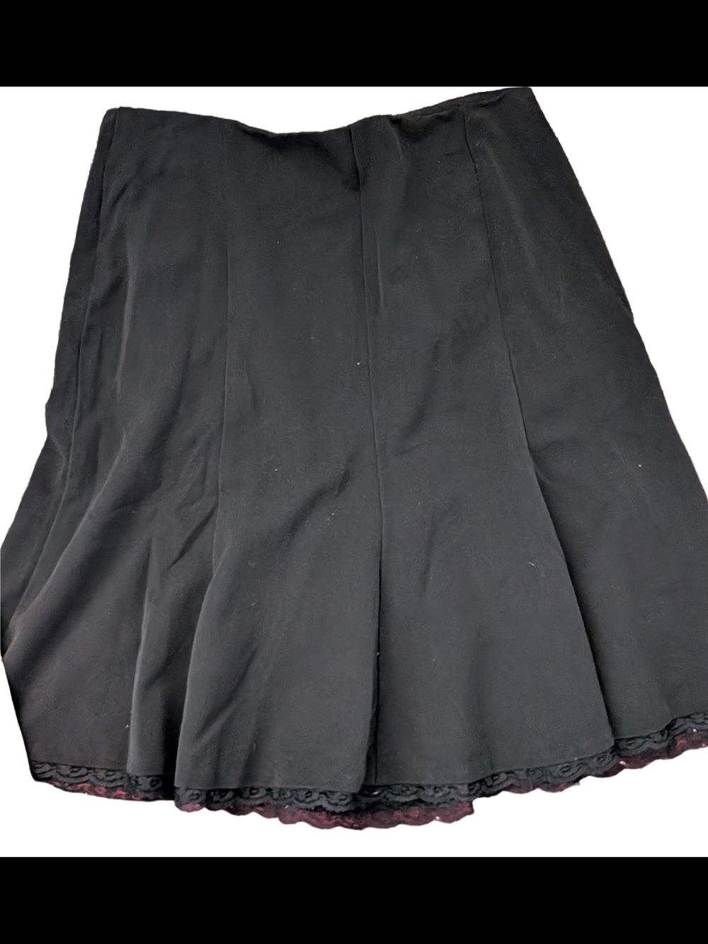 George Black A-Line Skirt with Lace Hem